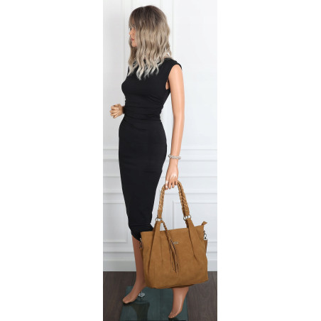 Torebka Damska Worek Shopper Torba na Ramię duża pajemna CC6611 Brązowa