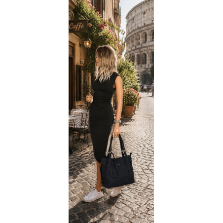 Torebka Damska Worek Shopper Torba na Ramię duża pajemna CC6611 Granatowa