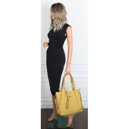 Torebka Damska Worek Shopper Torba na Ramię duża pajemna CC6611 Żółta