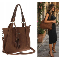 Torebka Damska Worek Shopper Torba na Ramię duża pajemna CC6611 Czekoladowa