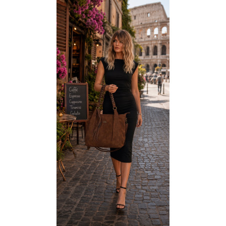Torebka Damska Worek Shopper Torba na Ramię duża pajemna CC6611 Czekoladowa