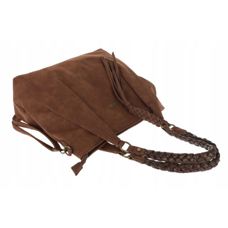 Torebka Damska Worek Shopper Torba na Ramię duża pajemna CC6611 Czekoladowa