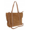 Torebka damska shopper zamszowa z ćwiekami modna listonoszka KJ1136 Brązowa