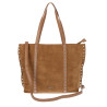 Torebka damska shopper zamszowa z ćwiekami modna listonoszka KJ1136 Brązowa