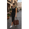 Torebka damska shopper zamszowa z ćwiekami listonoszka KJ1136 Czekoladowa