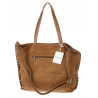Torebka damska shopper zamszowa z ćwiekami modna listonoszka KJ1136 Brązowa