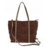 Torebka damska shopper zamszowa z ćwiekami listonoszka KJ1136 Czekoladowa