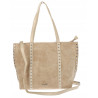 Torebka damska shopper zamszowa z ćwiekami modna listonoszka KJ1136 Beżowa