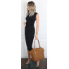 Torebka damska shopper zamszowa z ćwiekami modna listonoszka KJ1136 Brązowa