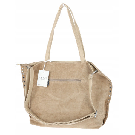 Torebka damska shopper zamszowa z ćwiekami modna listonoszka KJ1136 Beżowa