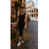 Torebka damska shopper zamszowa z ćwiekami modna listonoszka KJ1136 Zielona