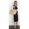Torebka damska shopper zamszowa z ćwiekami modna listonoszka KJ1136 Beżowa