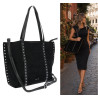 Torebka damska shopper zamszowa z ćwiekami modna listonoszka KJ1136 Czarna