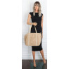 Torebka damska shopper zamszowa z ćwiekami modna listonoszka KJ1136 Beżowa