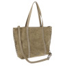 Torebka damska shopper zamszowa z ćwiekami modna listonoszka KJ1136 Zielona