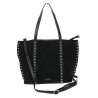 Torebka damska shopper zamszowa z ćwiekami modna listonoszka KJ1136 Czarna