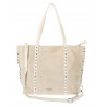 Torebka damska shopper zamszowa z ćwiekami modna listonoszka KJ1136 Beżowa