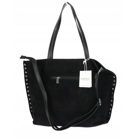 Torebka damska shopper zamszowa z ćwiekami modna listonoszka KJ1136 Czarna