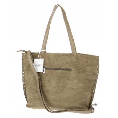 Torebka damska shopper zamszowa z ćwiekami modna listonoszka KJ1136 Zielona