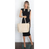 Torebka damska shopper zamszowa z ćwiekami modna listonoszka KJ1136 Beżowa