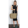 Torebka damska shopper zamszowa z ćwiekami modna listonoszka KJ1136 Zielona