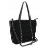 Torebka damska shopper zamszowa z ćwiekami modna listonoszka KJ1136 Czarna