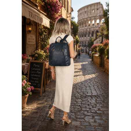 Plecak damski 2w1 torebka shopper duża pojemna na ramię CS1291 Granatowa