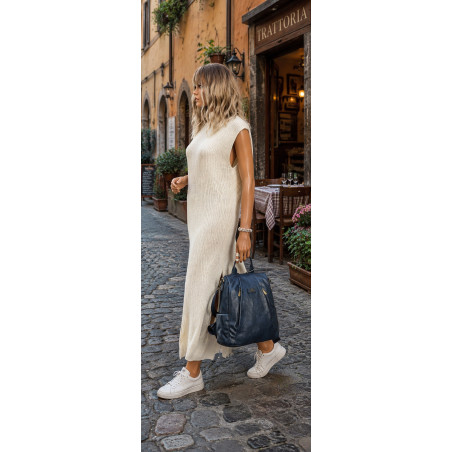Plecak damski 2w1 torebka shopper duża pojemna na ramię CS1291 Granatowa