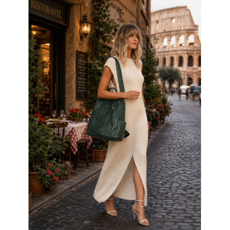 Plecak damski 2w1 torebka shopper duża pojemna na ramię CS1291 Zielona