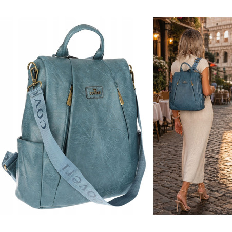 Plecak damski 2w1 torebka shopper duża pojemna na ramię CS1291 Niebieska