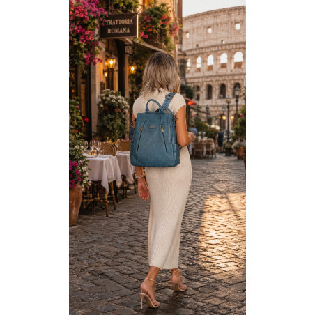 Plecak damski 2w1 torebka shopper duża pojemna na ramię CS1291 Niebieska