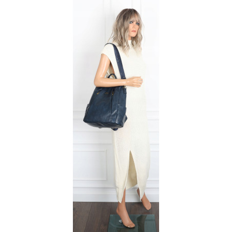 Plecak damski 2w1 torebka shopper duża pojemna na ramię CS1291 Granatowa