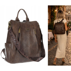 Plecak damski 2w1 torebka shopper duża pojemna na ramię CS1291 Czekoladowa