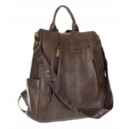 Plecak damski 2w1 torebka shopper duża pojemna na ramię CS1291 Czekoladowa