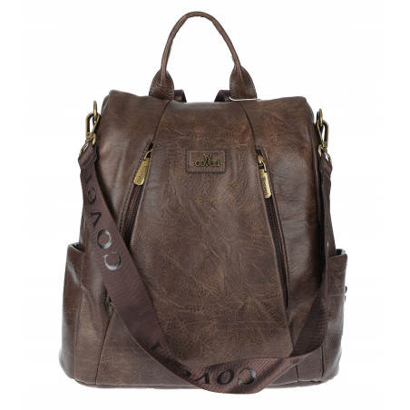 Plecak damski 2w1 torebka shopper duża pojemna na ramię CS1291 Czekoladowa