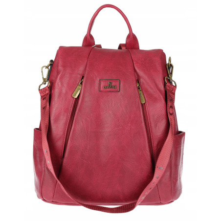 Plecak damski 2w1 torebka shopper duża pojemna na ramię CS1291 Czerwona