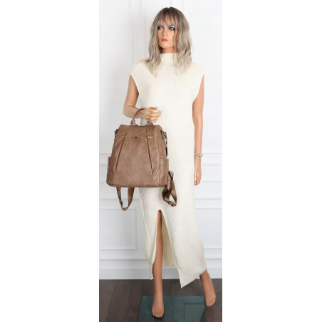 Plecak damski 2w1 torebka shopper duża pojemna na ramię CS1291 Brązowa