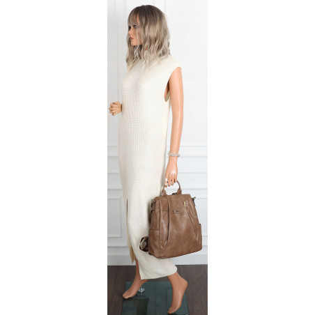 Plecak damski 2w1 torebka shopper duża pojemna na ramię CS1291 Brązowa