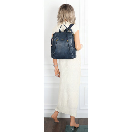 Plecak damski 2w1 torebka shopper duża pojemna na ramię CS1291 Granatowa