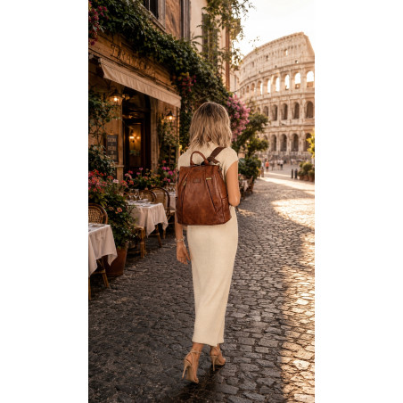 Plecak damski 2w1 torebka shopper duża pojemna na ramię CS1291 Brązowa