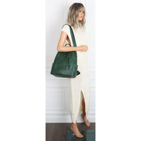 Plecak damski 2w1 torebka shopper duża pojemna na ramię CS1291 Zielona