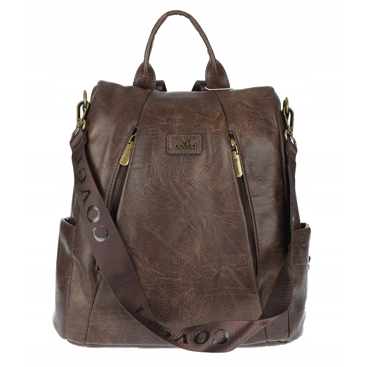 Plecak damski 2w1 torebka shopper duża pojemna na ramię CS1291 Czekoladowa