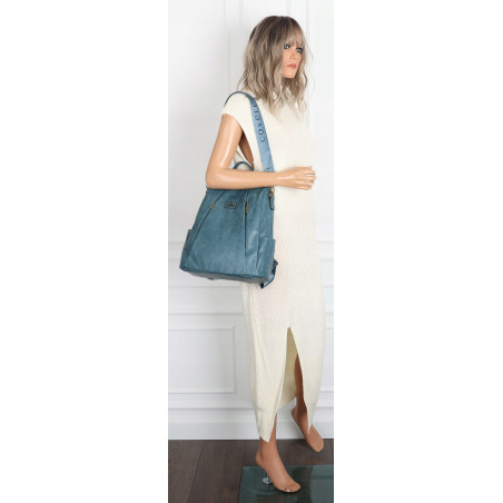 Plecak damski 2w1 torebka shopper duża pojemna na ramię CS1291 Niebieska