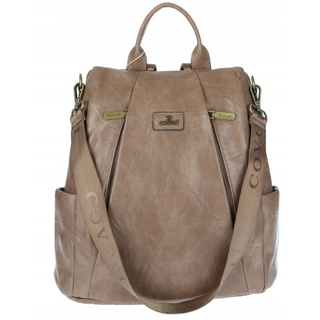 Plecak damski 2w1 torebka shopper duża pojemna na ramię CS1291 Brązowa