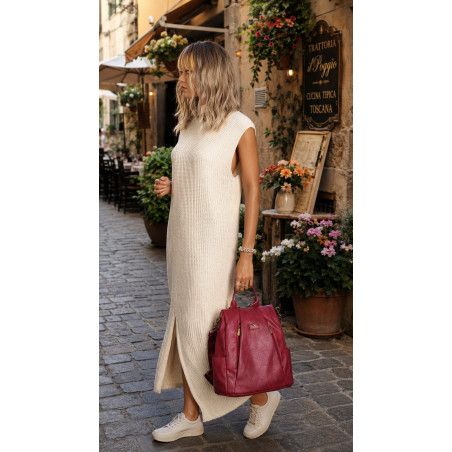 Plecak damski 2w1 torebka shopper duża pojemna na ramię CS1291 Czerwona