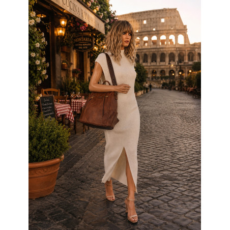 Plecak damski 2w1 torebka shopper duża pojemna na ramię CS1291 Brązowa