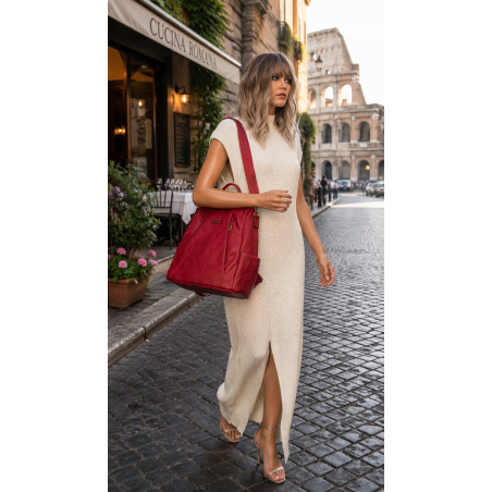 Plecak damski 2w1 torebka shopper duża pojemna na ramię CS1291 Czerwona