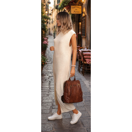 Plecak damski 2w1 torebka shopper duża pojemna na ramię CS1291 Brązowa