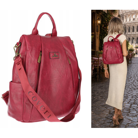 Plecak damski 2w1 torebka shopper duża pojemna na ramię CS1291 Czerwona