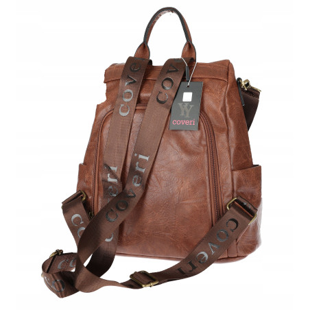 Plecak damski 2w1 torebka shopper duża pojemna na ramię CS1291 Brązowa